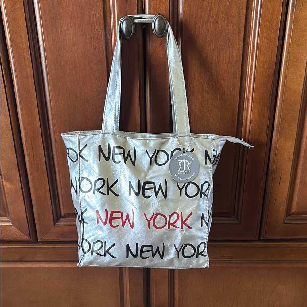 Robin Ruth Silver and Black New York Tote Bag
